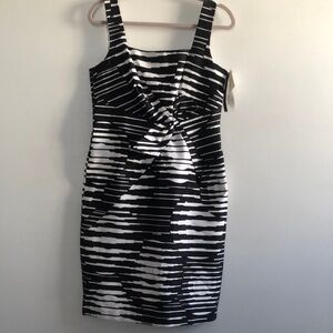 David Meister Black and White Striped Dress
